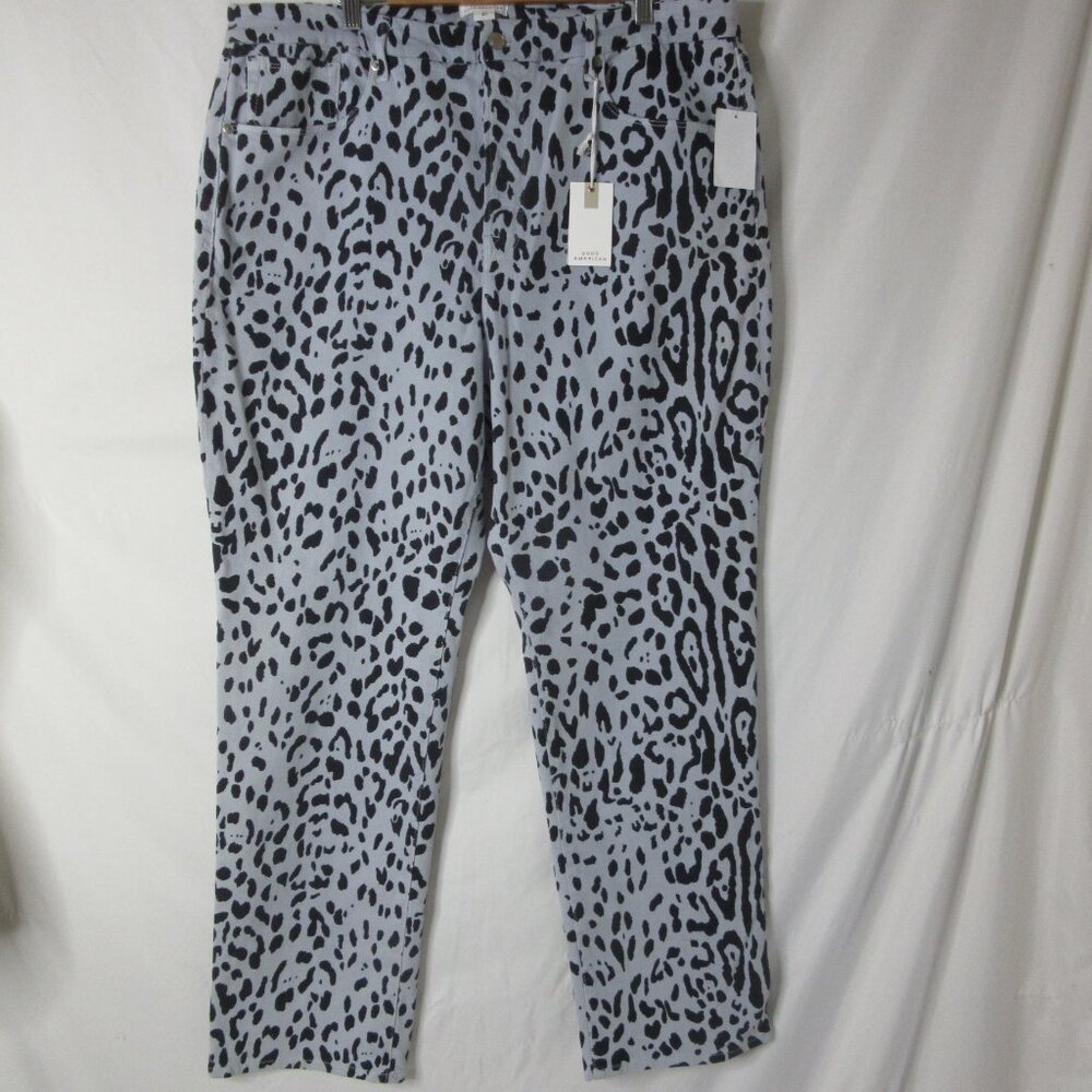 Good American Jeans Good Icon Straight Mineral Glass Leopard Plus Size 20 NWT - Picture 3 of 16